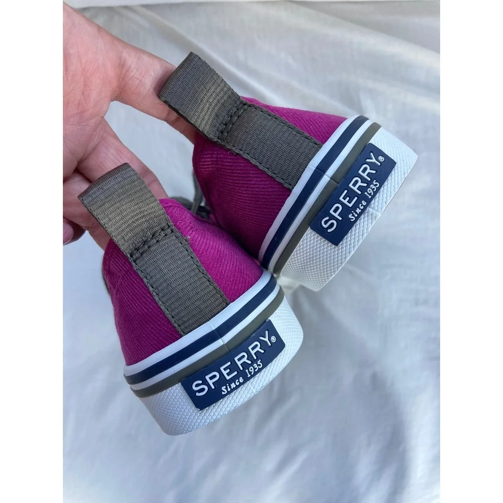 Sperry Top-Sider Crest Vibe Corduroy Sneakers Magenta Navy Blue Women Casual 7.5
